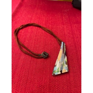 Vintage blown glass multicolor pendant with necklace