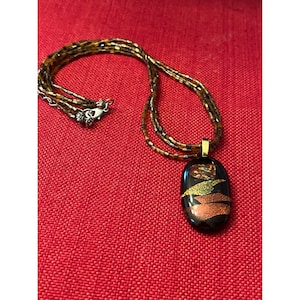 Vintage blown glass pendant with glass beaded necklace
