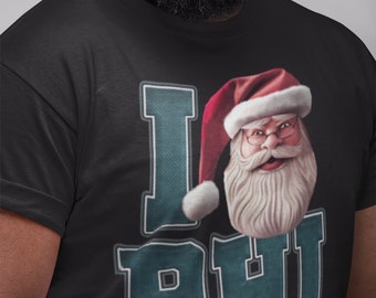 Philadelphia Football Merry Christmas (I heart tee) camiseta de los Eagles con un giro. Dos estilos para elegir un nuevo look de camiseta o un look de angustia desgastado