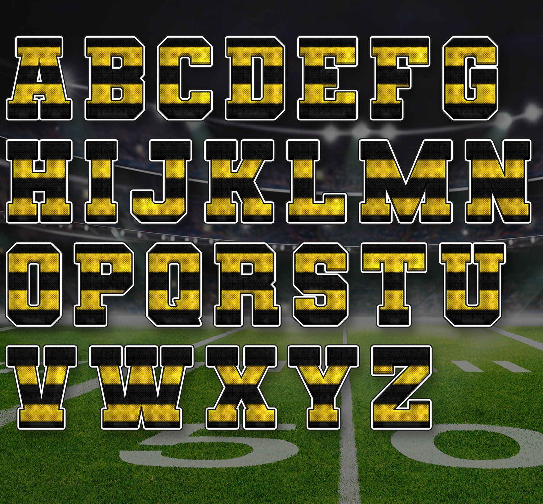 Digital Download Pittsburgh Varsity Style Alphabet Set Bold Letters PNG ...