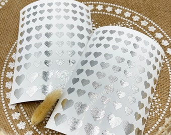 Herz Sticker Glitzer SILBER, Premium Vinylsticker für Hochzeit, Taufe Valentinstag, zum Verzieren & Verschönern, Scrapbooking, 164 Stück