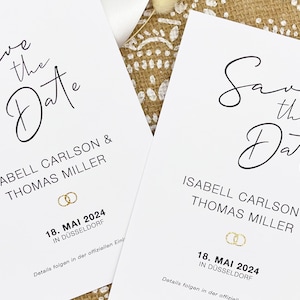 Save the Date Hochzeit mit goldenen/silbernen Ringen, 10 Karten DIN A6, minimalistisch, edel, Verkündung Hochzeitstermin, Einladung Hochzeit