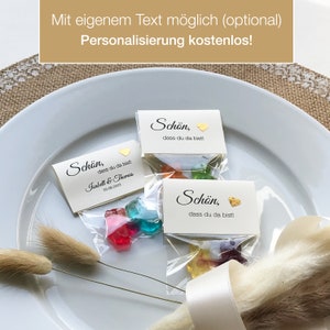 Gastgeschenk zur Hochzeit: Hand in Hand ein Leben lang Schön, dass du da bist. Bärchen-Pärchen, personalisiert, CRÈMEFARBEN,10er SET Bild 4