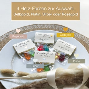 Gastgeschenk zur Hochzeit: Hand in Hand ein Leben lang Schön, dass du da bist. Bärchen-Pärchen, personalisiert, CRÈMEFARBEN,10er SET Bild 2