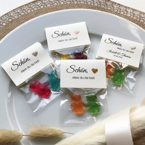 Gastgeschenk zur Hochzeit: Hand in Hand ein Leben lang Schön, dass du da bist. Bärchen-Pärchen, personalisiert, CRÈMEFARBEN,10er SET Bild 8