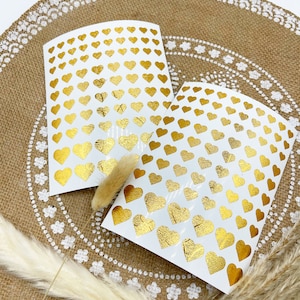 Herz Sticker Glitzer GOLD, Premium Sticker für Hochzeit, Taufe, Valentinstag, Party, zum Verzieren & Verschönern, Scrapbooking, 164 Stück