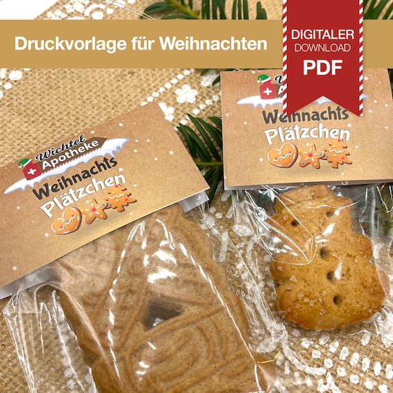 Weihnachten Druckvorlage Tüten-Verschluss/Etikett 