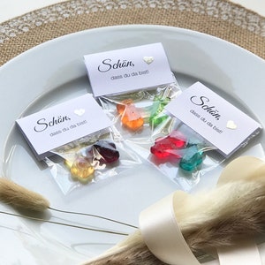 Gastgeschenk zur Hochzeit: Hand in Hand ein Leben lang Schön, dass du da bist. Bärchen-Pärchen,Gummi-Bärchen personalisiert,WEISS 10er Set Bild 5