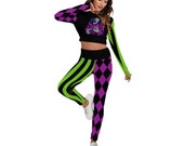 Mardi Gras Jester Sport Set With Backless Top And Leggings China Sizes 2XL - Small