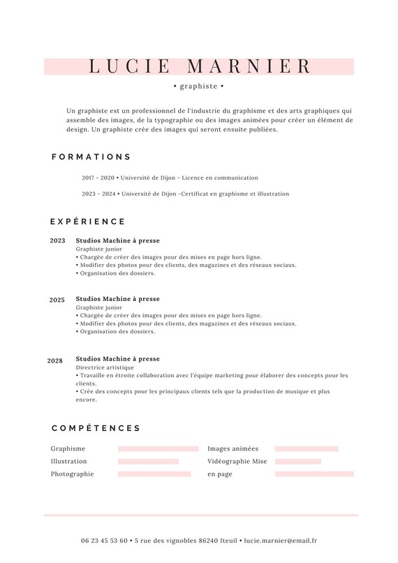 Modèle De CV Template Format Pdf Png Jpeg | Etsy
