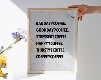 Coffee Lover Poster Print, Coffee Cup Wall Art, Coffee Beans Decor, Beverage Poster, Coffee Wall Decor, Coffee Bar Art