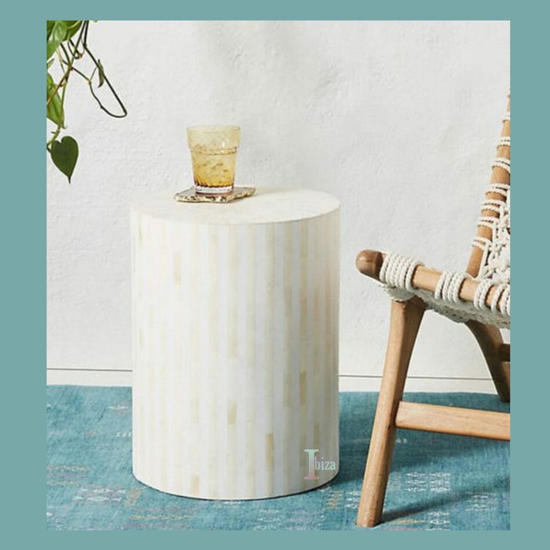 Modern Sofa Side Coffee Table Bone Inlay Nightstand Solid Etsy