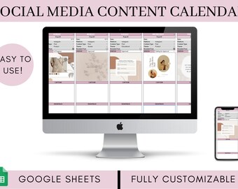 Social Media Content Kalender Google Spreadsheets, Maandelijkse Content Planner, Social Media Marketing Planner, Direct downloaden, Bewerkbare sjabloon