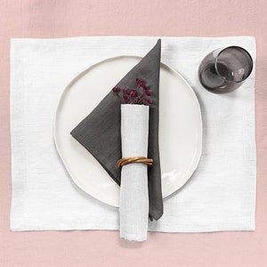 Set linen napkins, festive table accessories, modern dining room, linen set of 2 napkins for cottage house, perfect gift  -  SNOW WHITE