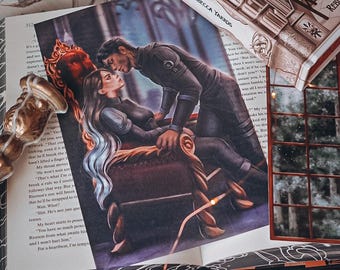 Iron Flame Empyrean Series Page Overlays: Set of Six Scenes, Violet and Xaden Art