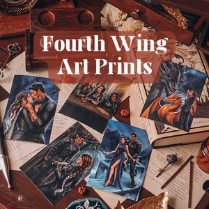 ART PRINTS Fourth Wing by Rebecca Yarros Officially Licensed 4x6 Fan Art Featuring Xaden Riorson Violet Sorrengail Basgiath Empyrean Series