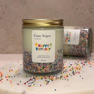 Dot Cake Birthday Candle | Dessert Candle | Rainbow Sprinkles Soy Candle | Sweet Vanilla Scent | Special Gift