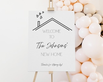 Editable Housewarming Welcome Sign: Modern New Home Party Poster HW2