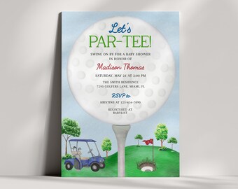 Golf Baby Shower Invitation, Let's Par-Tee Shower Invitation, Edytowalny Tee Time Baby Shower Invitation, Gender Neutral Golf Shower, BBS105