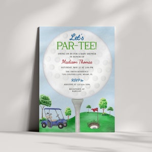 Golf Baby Shower Invitation, Let's Par-Tee Shower Invitation, Edytowalny Tee Time Baby Shower Invitation, Gender Neutral Golf Shower, BBS105