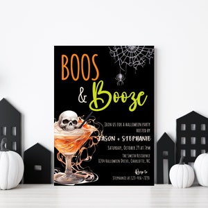 Editable Boos Booze Party Invitation TemplateHalloween Party