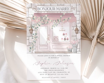 Editable Paris Bridal Shower Invitation, Bridal Shower French Patisserie Invite, Paris Cafe, French Bakery, Instant Download, BS3