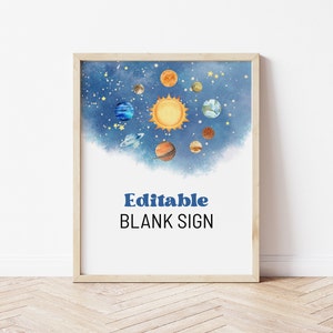 First Trip Around the Sun Outer Space Birthday Blank Sign, Solar System Outer Space Decoration, Boy Birthday, Galaxy Birthday, BB8