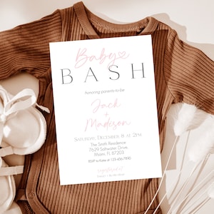 Editable Baby Bash Invitation, Simple Invite, Minimalist, Girl Baby Shower, Co Ed Baby Shower, Modern Baby Shower, Instant Download