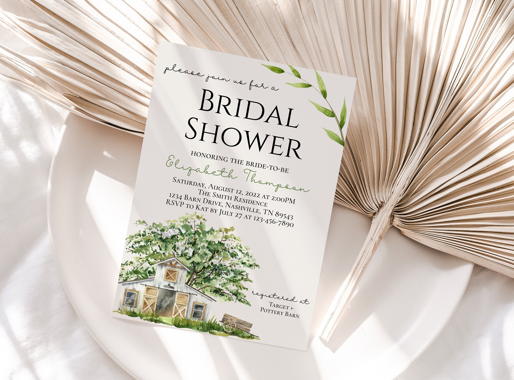 Rustic Bridal Shower Invitation, Barn Bridal Shower Invitation, Rustic Bridal Shower Invite, Instant Download, Editable