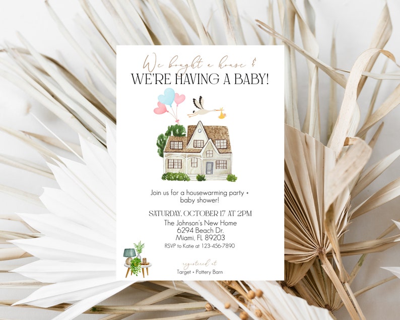 Housewarming Party Invitation Template Baby Shower Etsy