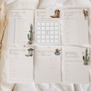 Cowboy Baby Shower Game Bundle, Western Theme (Digital Download) CLP76