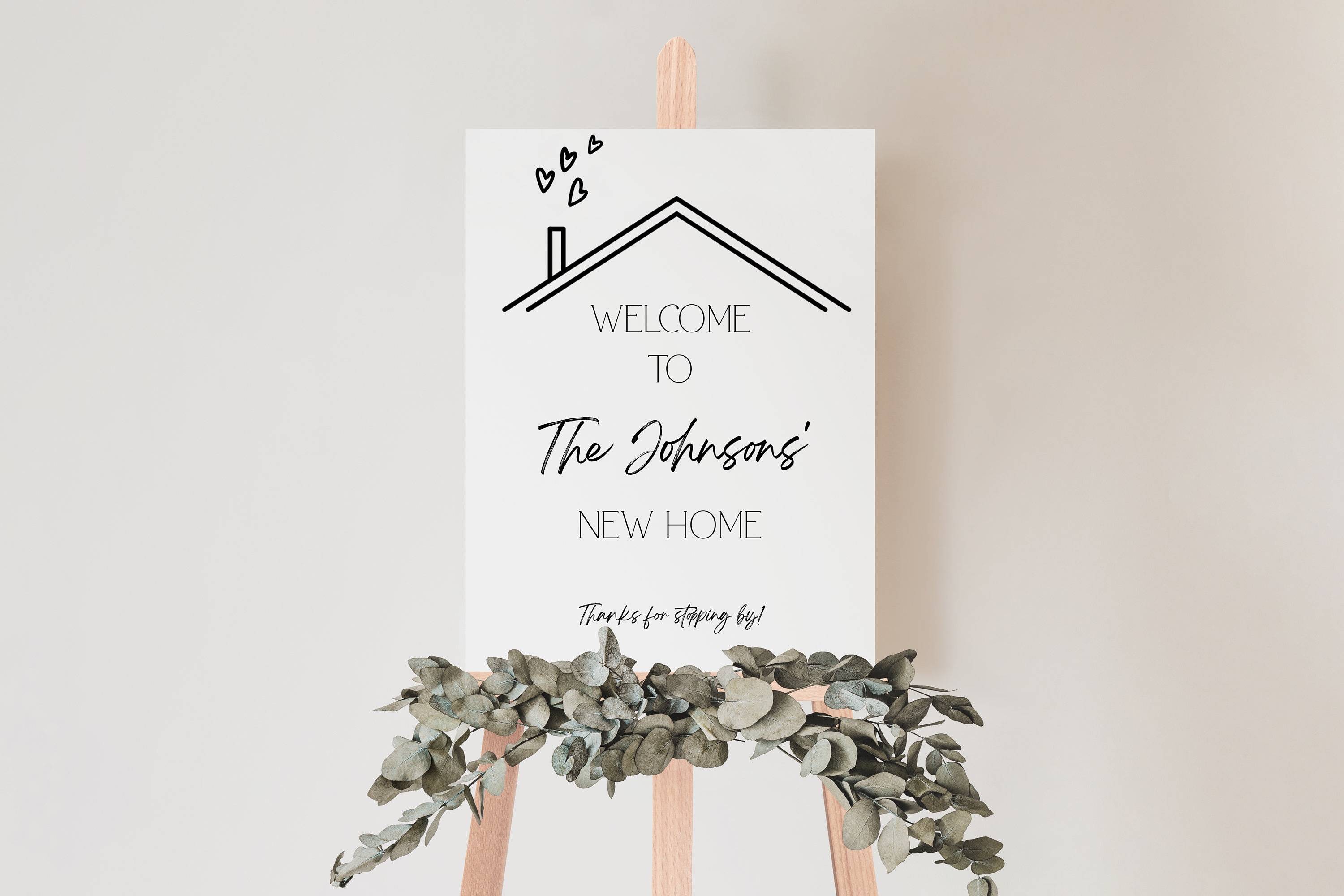 Editable Housewarming Welcome Sign: Modern New Home Party Poster