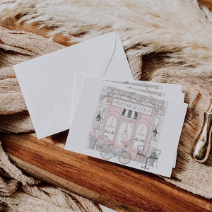 Carte de remerciement modifiable d'anniversaire de Paris, décoration de fête de pâtisserie française d'anniversaire de fille, café de Paris, boulangerie française, téléchargement immédiat, CLP28