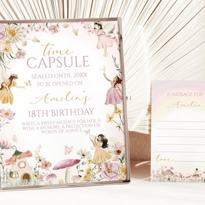 Editable Fairy 1st Birthday Time Capsule, Garden Fairy First Birthday Time Capsule, Enchanted Fairy Birthday, Instant Download, CLP36