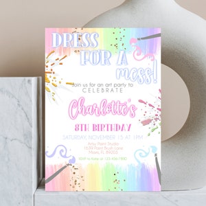 Art Party Birthday Invitation Template, Dress for a Mess Invitation ...