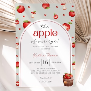 Apple of Our Eye Baby Shower Invitation, Gender Neutral Apple Baby Shower Invite, Fall Apple Harvest Baby Shower Invitation, Editable BBS192