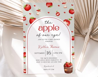 Apple of Our Eye Baby Shower Invitation, Gender Neutral Apple Baby Shower Invite, Fall Apple Harvest Baby Shower Invitation, Editable BBS192