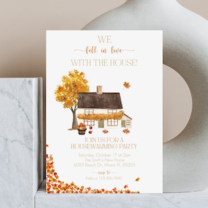 Housewarming Party Invitation Template, Fall Housewarming Party Invite, Fell in Love with the House, Instant Download, Editable