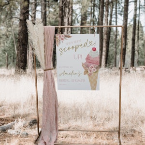 Ice Cream Cone Editable Welcome Sign, Ice Cream Party Decoration, Printable Floral Ice Cream Bridal Shower Welcome Poster, CLP64