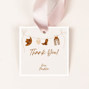 Editable Little Cowboy Baby Shower Favor Tag, Printable Wild West Baby Shower Thank You Tag, Country Western Sprinkle Decor, CLP34