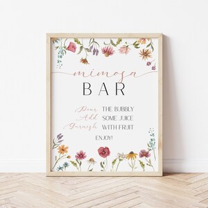 Wildflower Mimosa Bar Sign, Boho Bridal Shower Decor (PDF) CLP46