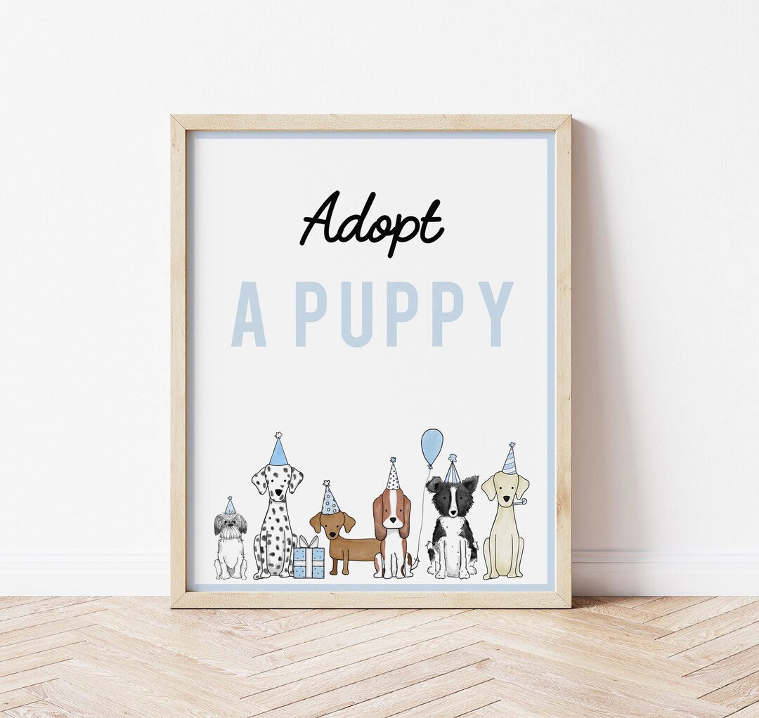 Adopt a Puppy Sign, Dog Birthday Pawty Decoration (instant Download ...
