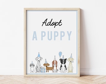 Adopt a Puppy Sign, Dog Birthday Pawty Decoration (Instant Download) CLP5