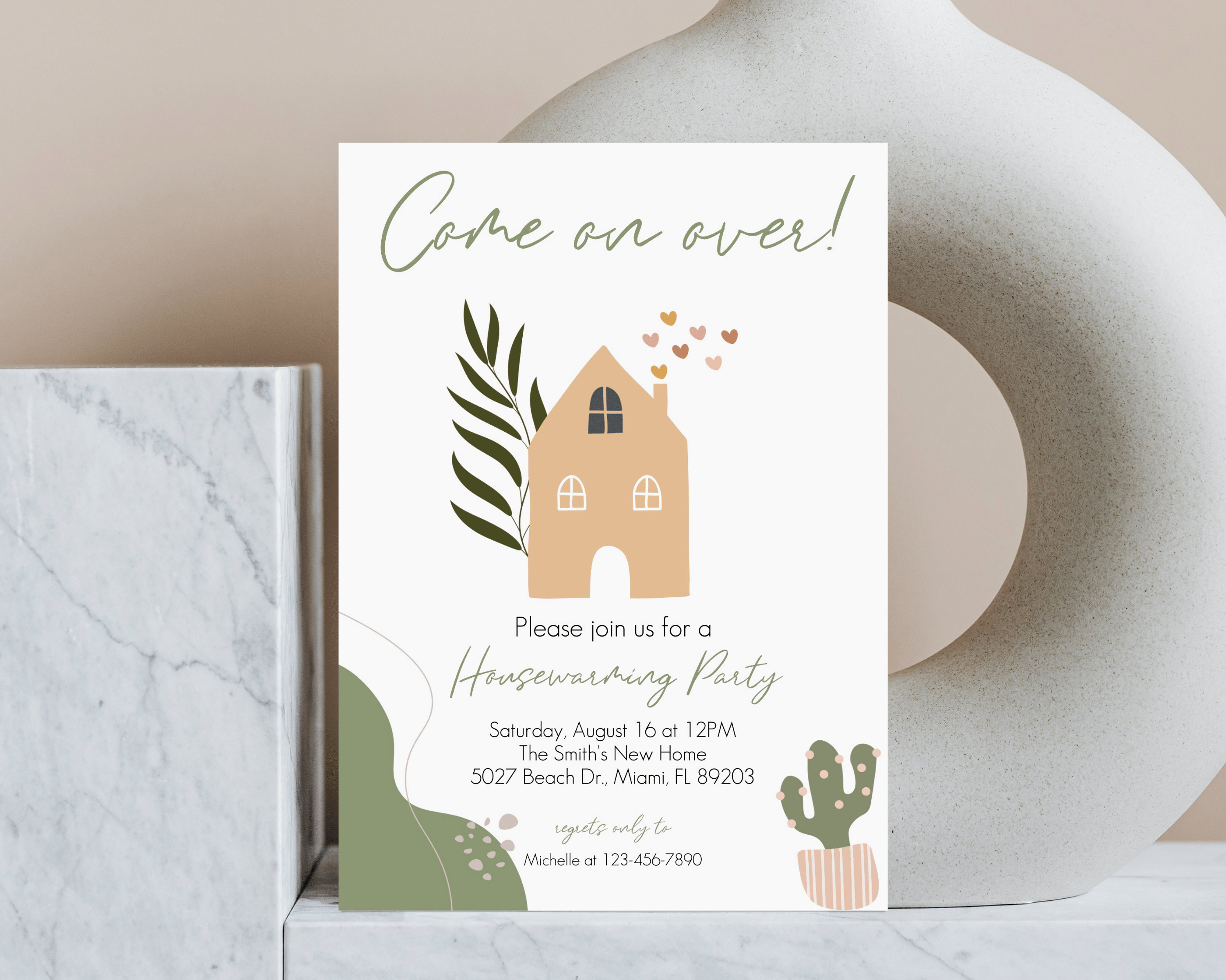 Boho Housewarming Party Invitation Template, Editable (digital Download ...