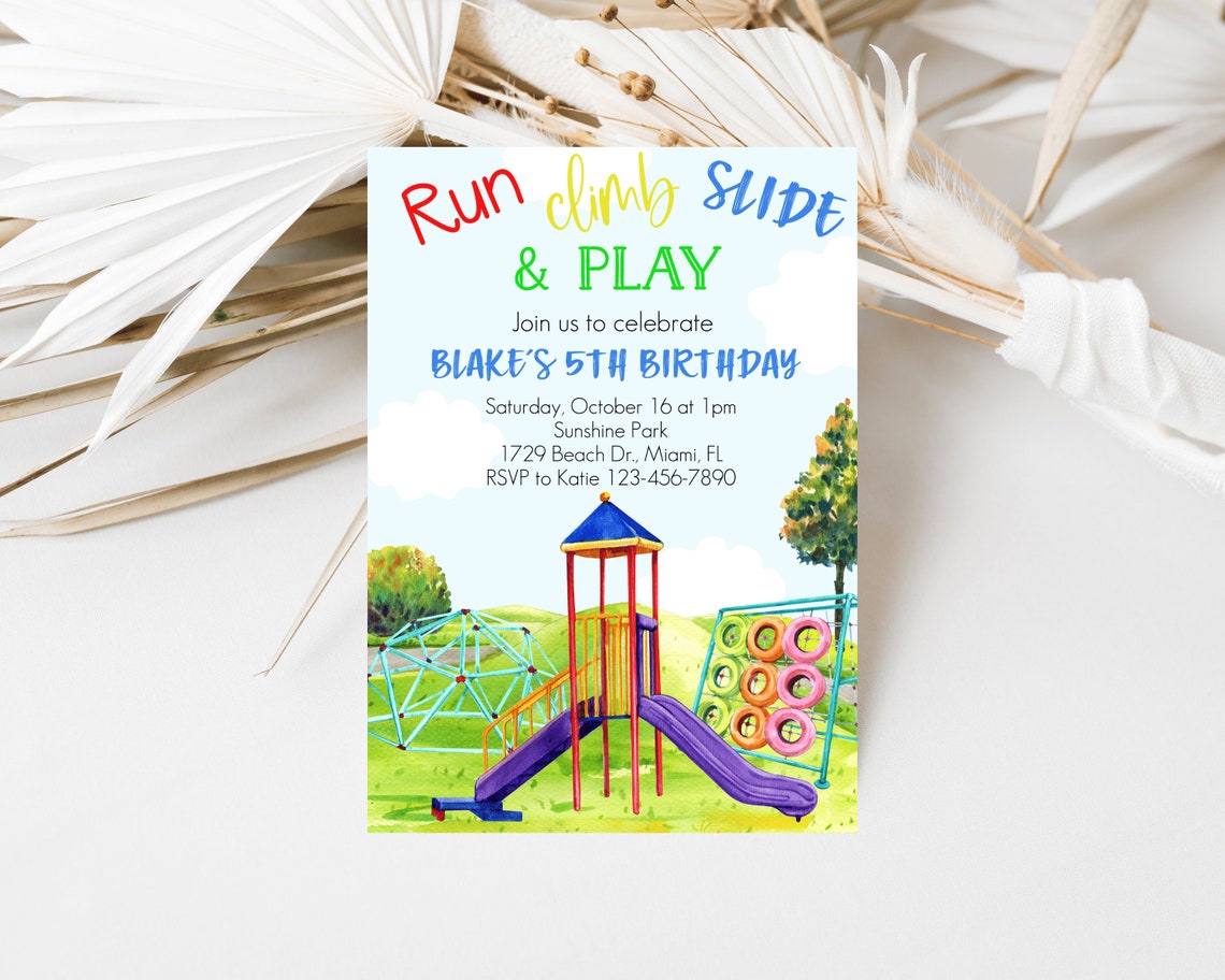 Playground Birthday Invitation Template Kids Park Party - Etsy