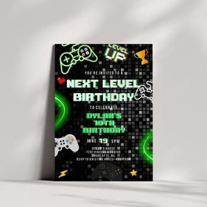Video Game Birthday Invitation template, Boys Epic Level Up Gaming Invite, Instant Download, Editable, CLP131