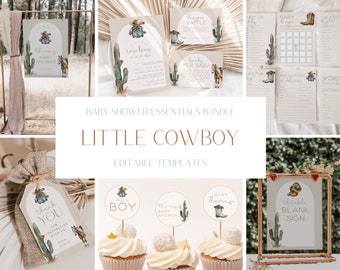 Little Cowboy Baby Shower Invitation, Decoration and Game Bundle CLP76