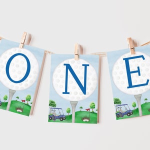 Editable Golf Highchair Banner, Golf Birthday Par-tee Decoration, Printable Boy Golf 1st Birthday Banner, Instant Download, BB3