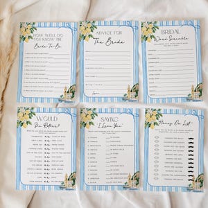 Amalfi Coast Bridal Shower Game Bundle, Mediterranean Wedding Shower Game Set, Editable Lemon Coastal Italian Bridal Shower Games, BDS48