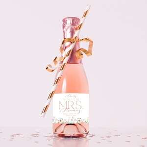 Editable Floral Bridal Shower Mini Champagne Bottle Label, Pink Love in Bloom Bridal Shower Decor, Spring Garden Bridal Shower, CLP42